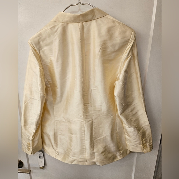 NWT - Silk Taffeta Lauren Ralph Lauren "Soft Cream" Dress Blazer - Size 16 - Picture 9 of 11